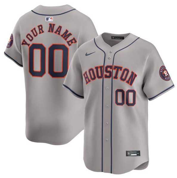 Mens Houston Astros Customized Gray 2024 Away Limited Stitched Baseball Jersey